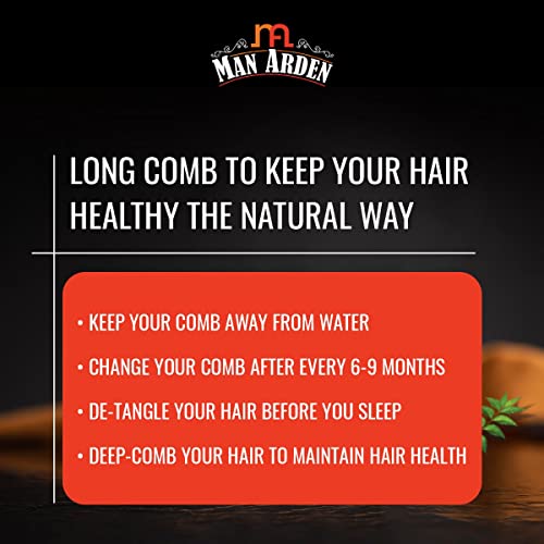 Man Arden Natural Kacchi Neem Wood Hair Comb For Healthy Scalp - Image 4