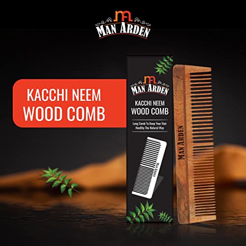 Man Arden Natural Kacchi Neem Wood Hair Comb For Healthy Scalp - Image 3