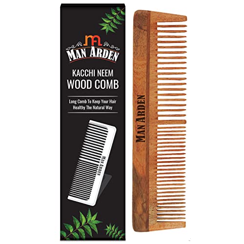 Man Arden Natural Kacchi Neem Wood Hair Comb For Healthy Scalp - Image 1