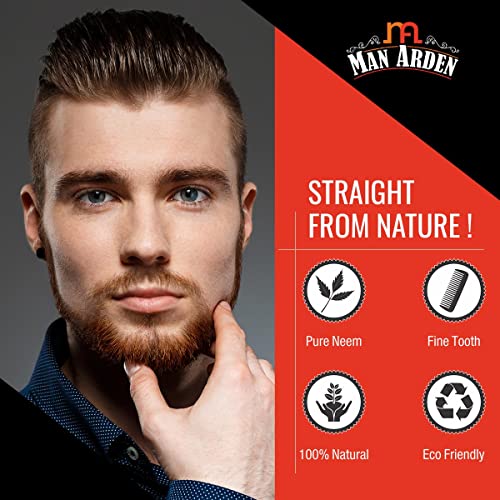 Man Arden Natural Kacchi Neem Wood Hair Comb For Healthy Scalp - Image 5