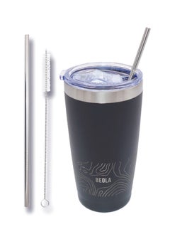 BEOLA Insulated Coffee Mug Travel Tumbler, 600ml, Mountain Black  - Image 2