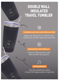BEOLA Insulated Coffee Mug Travel Tumbler, 600ml, Mountain Black  - Image 3