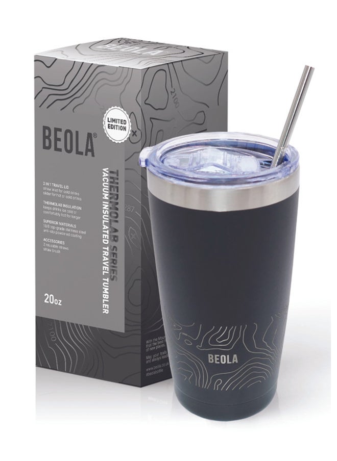 BEOLA Insulated Coffee Mug Travel Tumbler, 600ml, Mountain Black  - Image 1
