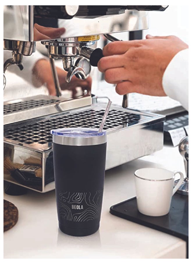 BEOLA Insulated Coffee Mug Travel Tumbler, 600ml, Mountain Black  - Image 5