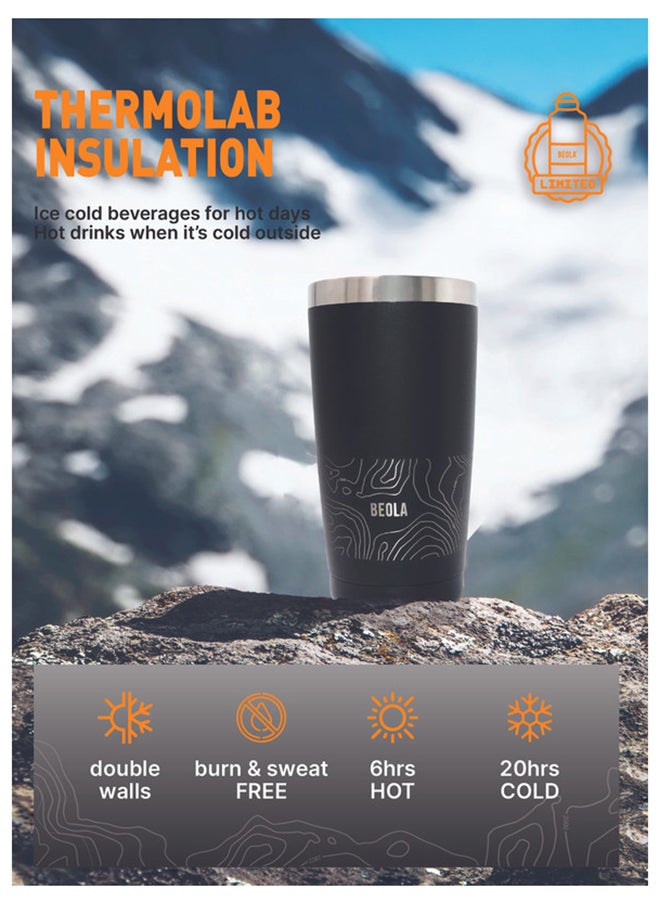 BEOLA Insulated Coffee Mug Travel Tumbler, 600ml, Mountain Black  - Image 4