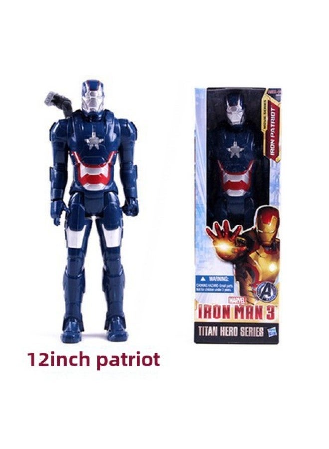 12 Inch Captain America Wolverine Iron Man Thor Spiderman Patriot Black Panther Doll Ornaments-Color:12inch Blue Patriot - Image 1