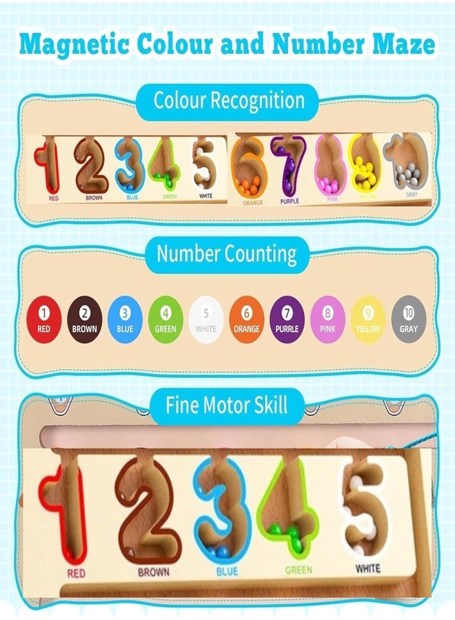 Space Enterprises Magnetic Color and Number Maze, Magnet Game for Toddlers, Color Matching and Counting Puzzle Board, Fine Motor Skills Educational Toy for Boys and Girls Ages 3 to 5 (Numeric) - Image 4