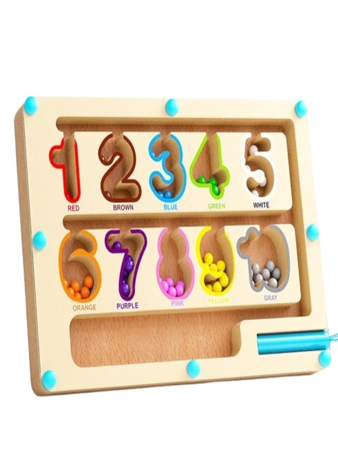 Space Enterprises Magnetic Color and Number Maze, Magnet Game for Toddlers, Color Matching and Counting Puzzle Board, Fine Motor Skills Educational Toy for Boys and Girls Ages 3 to 5 (Numeric) - Image 1