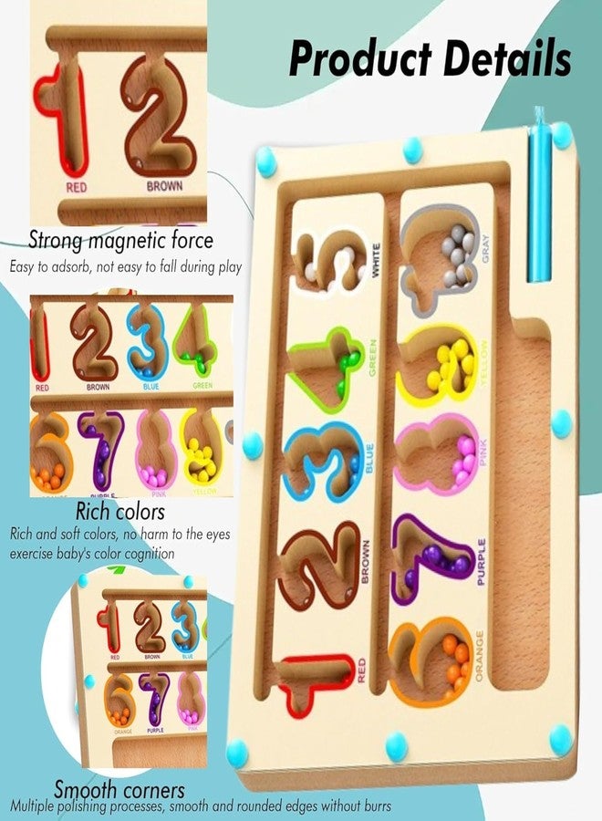 Space Enterprises Magnetic Color and Number Maze, Magnet Game for Toddlers, Color Matching and Counting Puzzle Board, Fine Motor Skills Educational Toy for Boys and Girls Ages 3 to 5 (Numeric) - Image 3