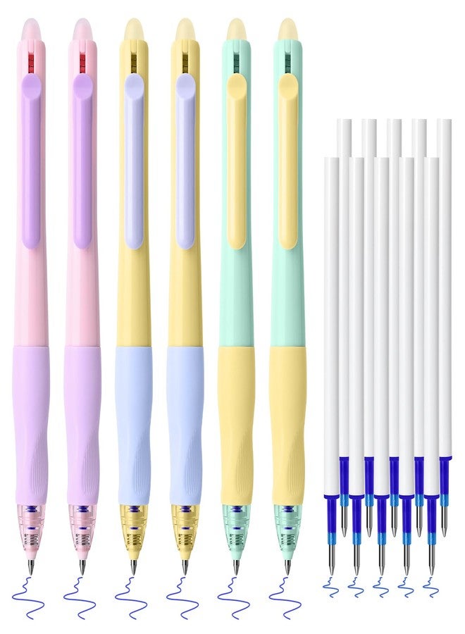 Temiary 6 Pcs Retractable Erasable Gel Pens & 10 Pcs Extra Refills, Fine Point 0.5 mm with Comfortable Grip, Make Mistakes Disappear, Blue Ink Pen for Planners and Crossword Puzzle (Blue Ink) - Image 1