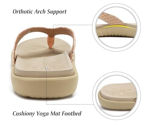 KuaiLu Womens Flip Flops Ladies Yoga Mat Comfortable Walking Thong Sandals With Plantar Fasciitis Arch Support Slip On Indoor Outdoor For Summer - Image 3