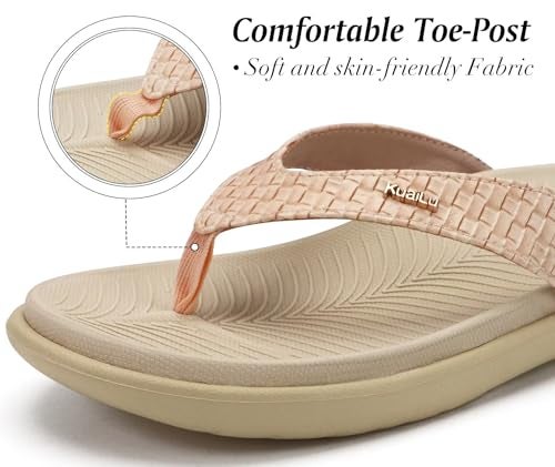 KuaiLu Womens Flip Flops Ladies Yoga Mat Comfortable Walking Thong Sandals With Plantar Fasciitis Arch Support Slip On Indoor Outdoor For Summer - Image 5