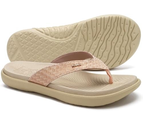 KuaiLu Womens Flip Flops Ladies Yoga Mat Comfortable Walking Thong Sandals With Plantar Fasciitis Arch Support Slip On Indoor Outdoor For Summer - Image 2