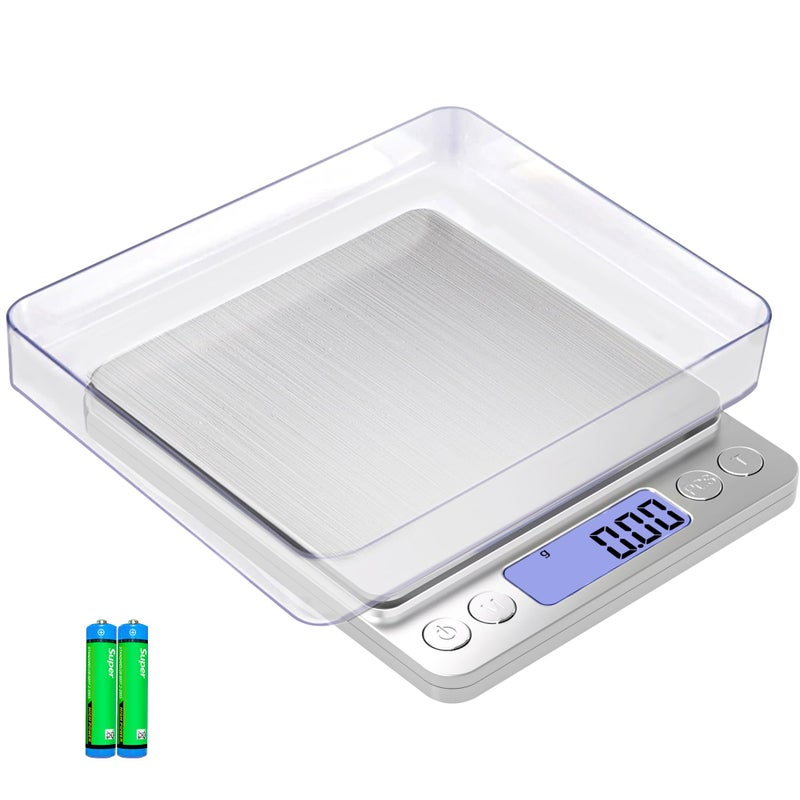 Gram Scale Small Digital Food Scale 500g by 001Gram0001Ounce Accurate Weighting MEIYA Multifunction Kitchen Scale for JewelryBakingSoap 9 Units Tare Function LCD Display Including Battery