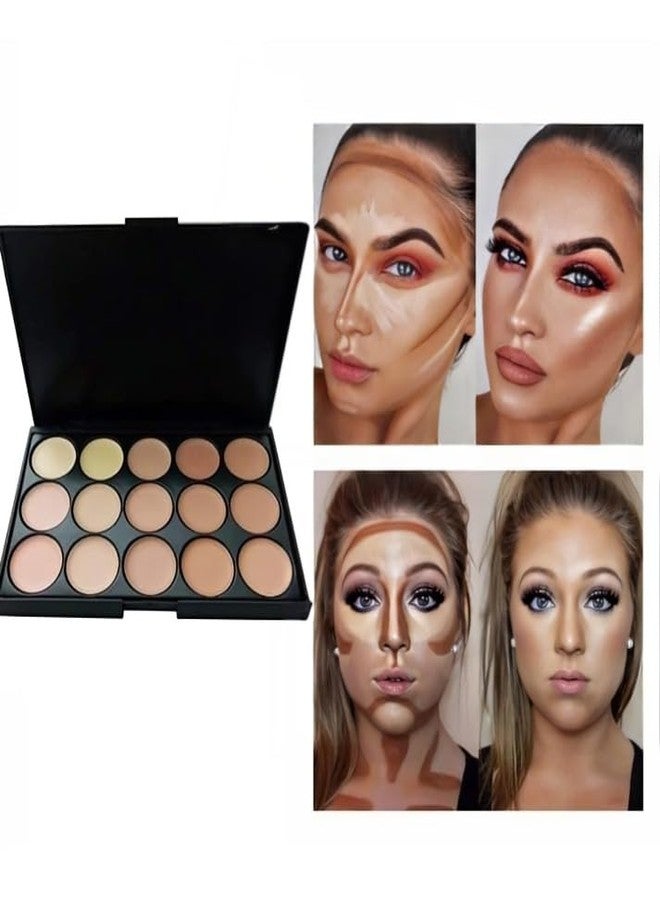 Trendy Styler 15-Color Cream Contour & Concealer Palette | Professional Face Sculpting & Highlighting Kit | Blendable, Full Coverage, Long-Lasting Formula for All Skin Tones - Image 4