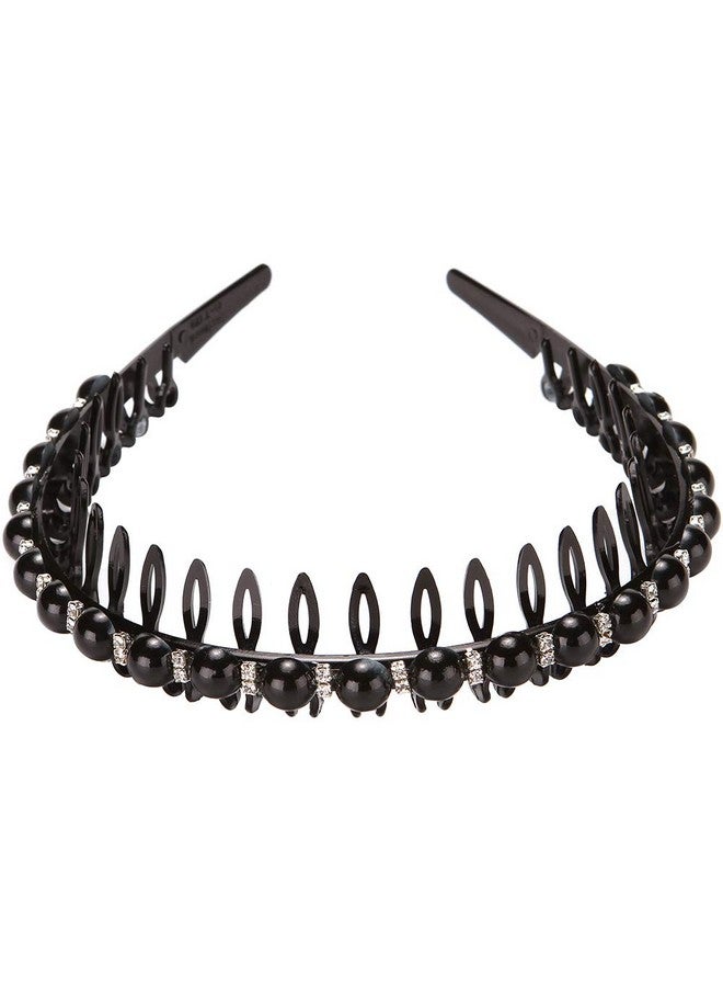 LONEEDY 3 Pack Fashion Faux Pearl And Rhinestones Hard Headbands Nonslip Teeth Hairband Hair Accessories For Women - Image 5