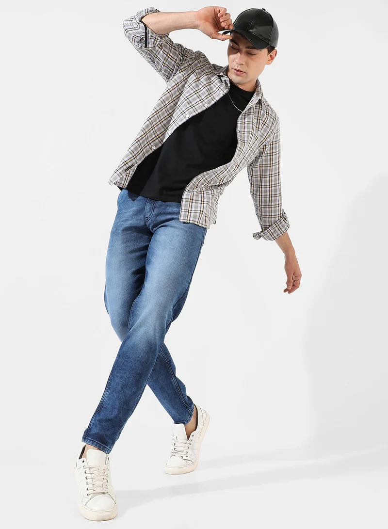 Campus Sutra Campus Sutra Men's Checkered Multicolour Button Up Spread Collar Shirt For Casual Wear | Regular Fit | Cotton Shirt Crafted With Long Sleeve, Comfort Fit & High-Performance For Everyday Wear