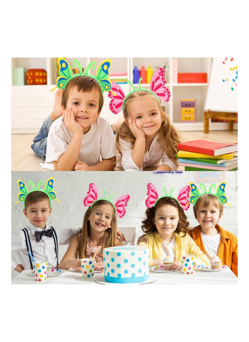 Loquat 4 Pack erfly Headbands Felt Adjustable Wing Pink and Green Headwear for Kids Brithday Favor Children's Hair Hoops Kindergarten Performance Props Accessories Ball Head Ladybug - Image 4