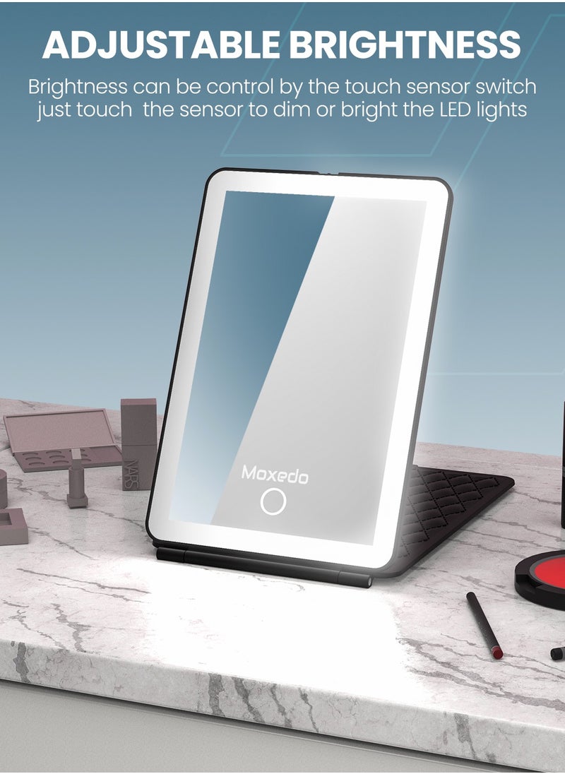 Moxedo - Moxedo Portable Vanity Make-Up Mirror Compact Ultra Slim Tabletop Folding Cosmetic Touch Screen Mirror with 3 Lighting Modes and Steeples Dimming - Image 1