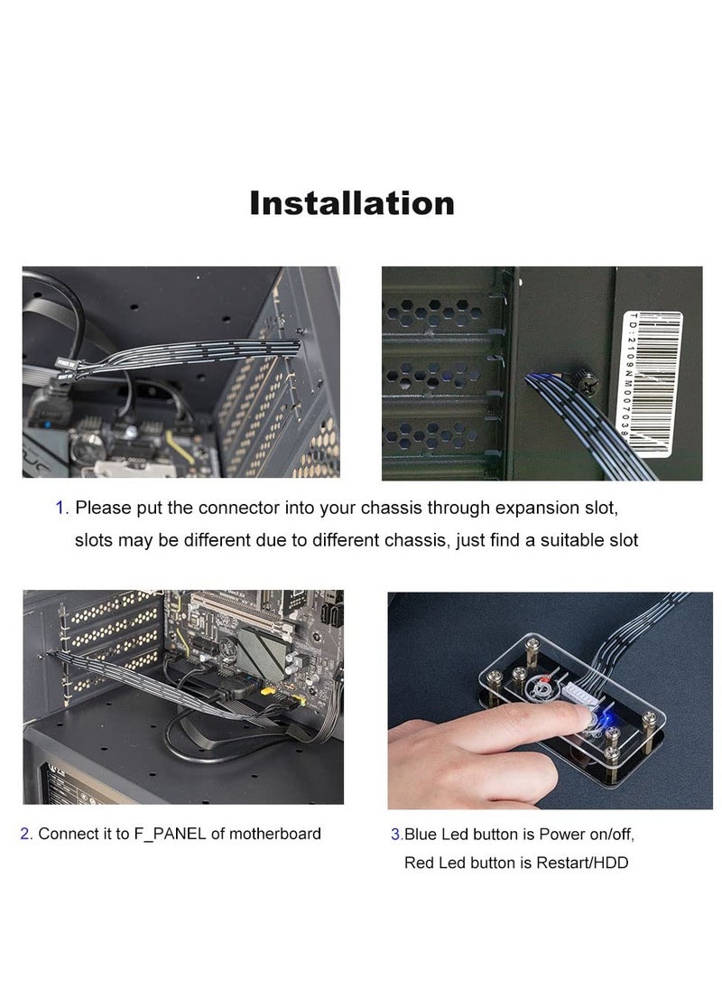 Desktop Computer Power Button PC Switch External Power Switch Power Supply Button Restart Button for PC Case Motherboard Switch On Off Power SW Cables