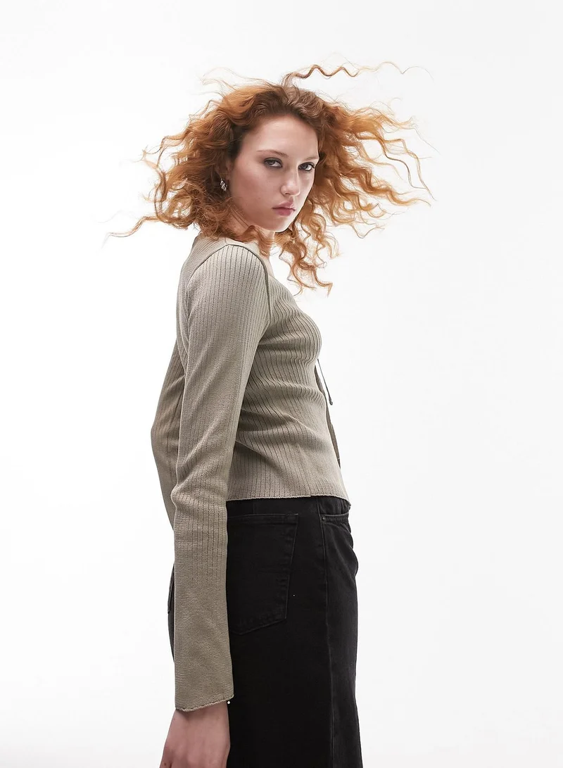 TOPSHOP Tie Detail Knitted Top