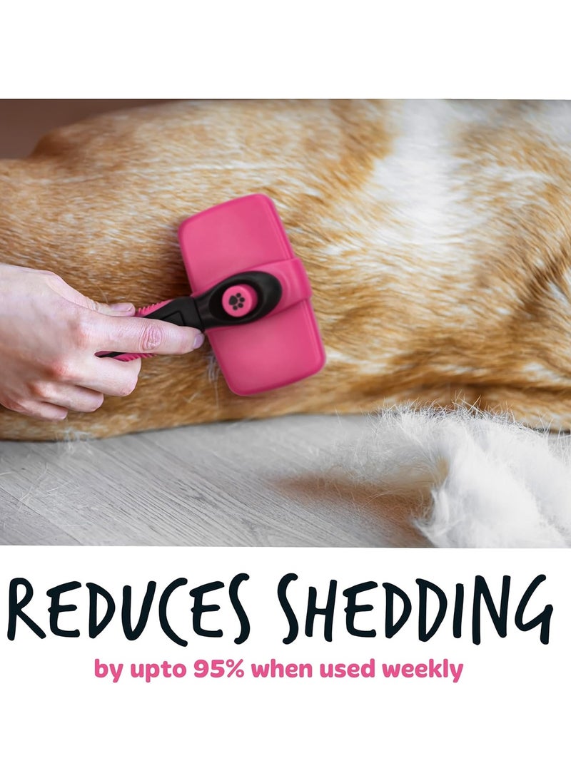BUGALUGS Slicker dog brush for cats dogs and pets dog grooming brush for short medium and long hair Slicker Brush deshedding brush for dogs pet self cleaning dog brushes for grooming and cat comb - Image 2
