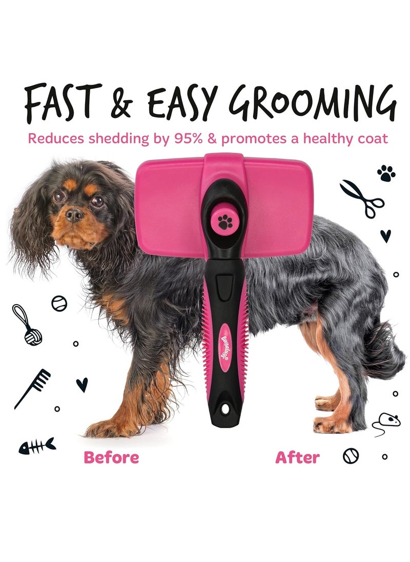 Slicker dog brush for cats dogs and pets dog grooming brush for short medium and long hair Slicker Brush deshedding brush for dogs pet self cleaning dog brushes for grooming and cat comb - pzsku/Z086CD4E906A3661EB08CZ/45/_/1737627152/a4230850-3c9b-4bfa-b19d-b7526a30a703