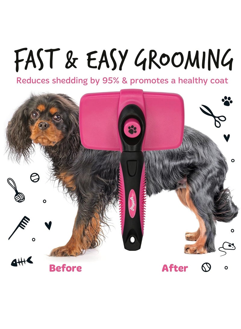 BUGALUGS Slicker dog brush for cats dogs and pets dog grooming brush for short medium and long hair Slicker Brush deshedding brush for dogs pet self cleaning dog brushes for grooming and cat comb - Image 4