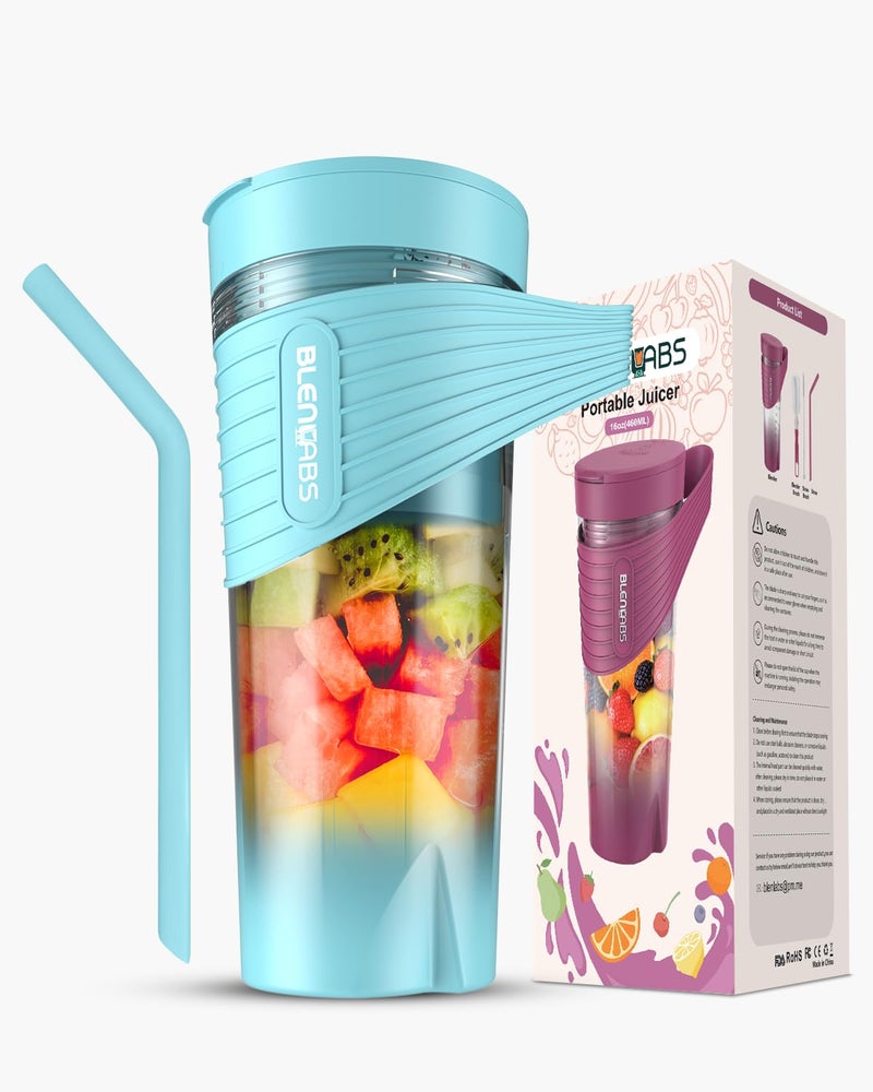 BLENLABS Portable Blender for Smoothie and Juices Milkshakes Crushing Ice Smoothie Blender with 4000mAh Rechargeable Battery150 Watt Motor 460 ML builtin JarBlue - Image 1