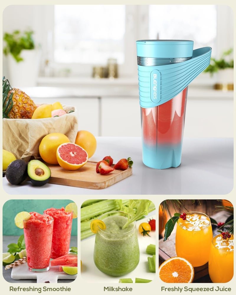BLENLABS Portable Blender for Smoothie and Juices Milkshakes Crushing Ice Smoothie Blender with 4000mAh Rechargeable Battery150 Watt Motor 460 ML builtin JarBlue - Image 3
