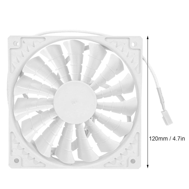 Chassis Fan High Air Volume Silent Exhaust Radiator, 15 Blades PWM Computer Cooling Fan, 120mm 4 Pin Hydro Bearing Fan with 91.5CFM Airflow for PC Case Cooling (White 4PIN) - Image 4