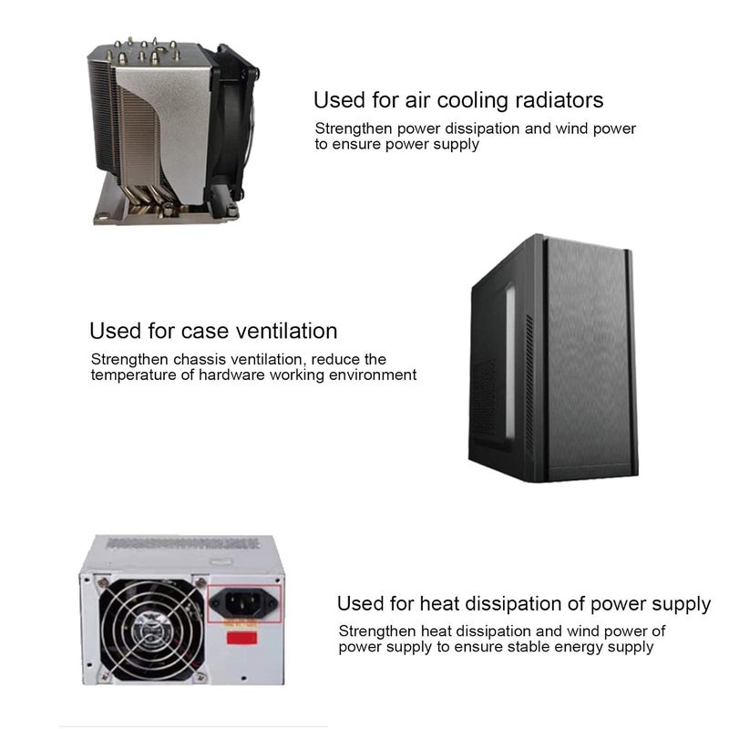 Chassis Fan High Air Volume Silent Exhaust Radiator, 15 Blades PWM Computer Cooling Fan, 120mm 4 Pin Hydro Bearing Fan with 91.5CFM Airflow for PC Case Cooling (White 4PIN) - Image 5