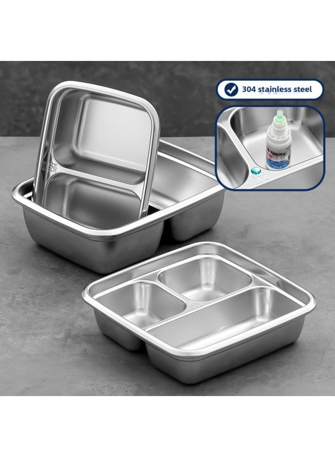 304 Stainless Steel Fresh-keeping Box Fruit Simple Meal With Lid Sealed Lunch Box Office Worker Lunch Box Student Compartment Lunch Box-Specifications:Rectangular [two-compartment High Cap With Handle] 1800ml  - Image 4