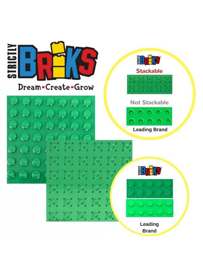 Strictly Briks Classic Baseplates 6" X 6" Brik Tower 100% Compatible With All Major Brands ; Building Bricks For Towers And More ; 4 Charcoal Gray Stackable Base Plates & 30 Stackers  - Image 3