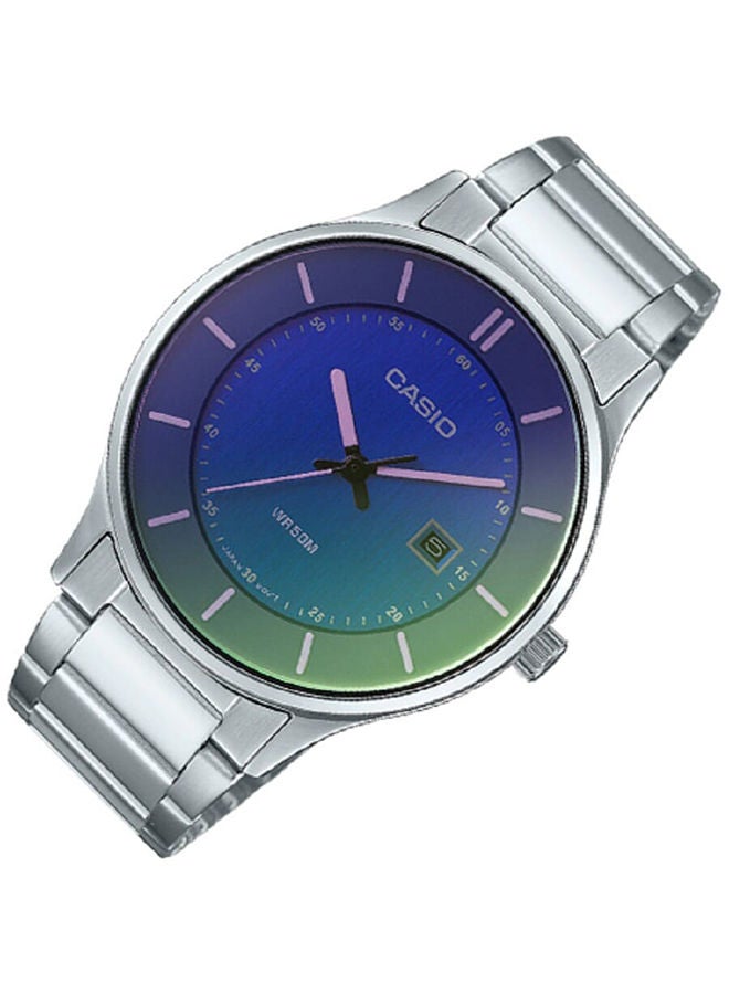 CASIO Men Watch Analog Date Display Multi Color Dial Polarized Glass Stainless Steel Band MTP-E605D-2EVDF - Image 2