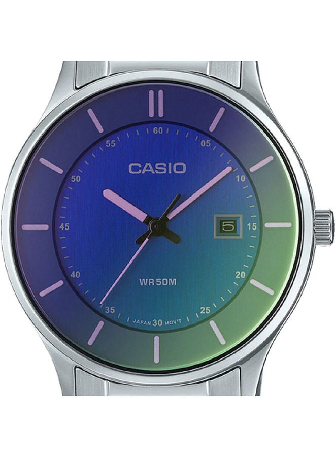 CASIO Men Watch Analog Date Display Multi Color Dial Polarized Glass Stainless Steel Band MTP-E605D-2EVDF - Image 3