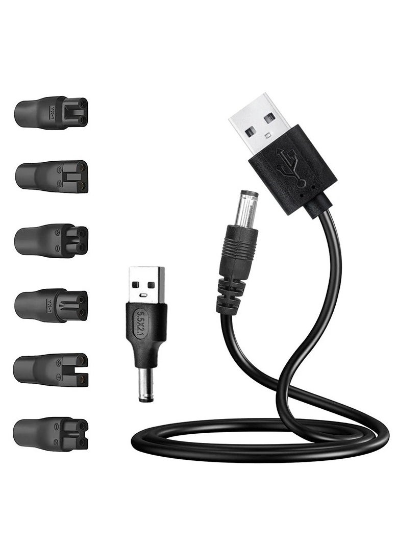 Youque - 7 in 1 Power Cord 5V Replacement Charger USB adapter Suitable for Hair Clippers, Beard trimmers, Shavers, Beauty Instruments - Image 1