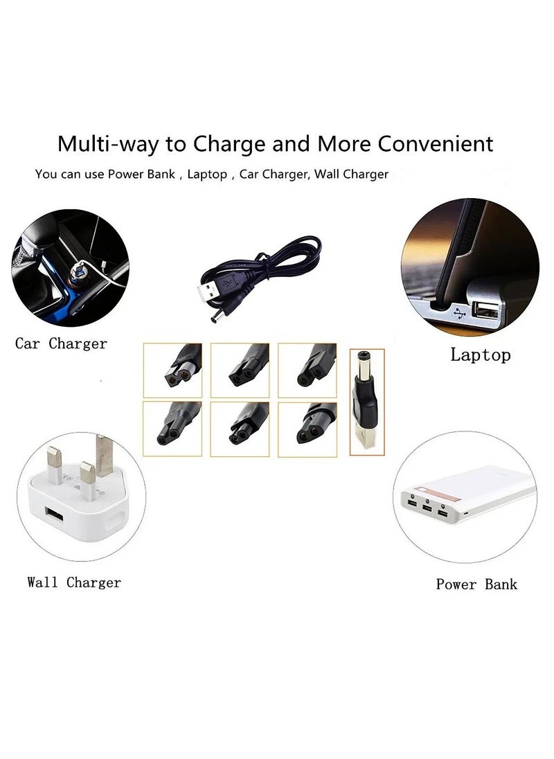 Youque - 7 in 1 Power Cord 5V Replacement Charger USB adapter Suitable for Hair Clippers, Beard trimmers, Shavers, Beauty Instruments - Image 1