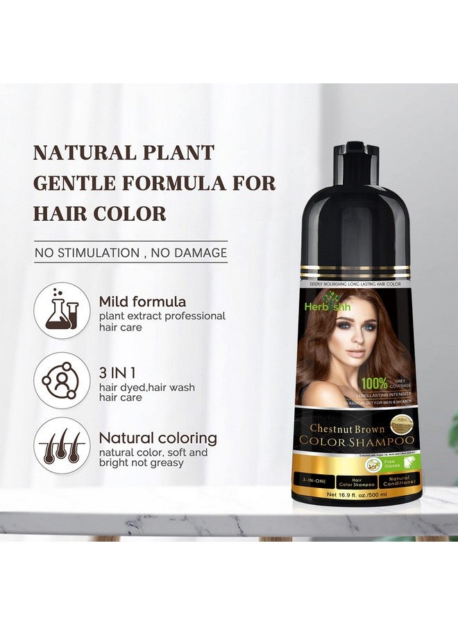 Herbishh Hair Color Shampoo for Gray Hair - Magic Hair Dye Shampoo - Colors Hair in Minutes-Long Lasting-500 Ml-3-In-1 Hair Color-Ammonia-Free | Herbishh (Chestnut Brown) - Image 5