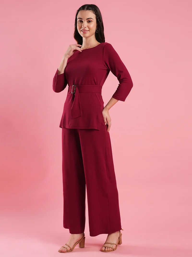 globus Women Round Neck Top With Trousers