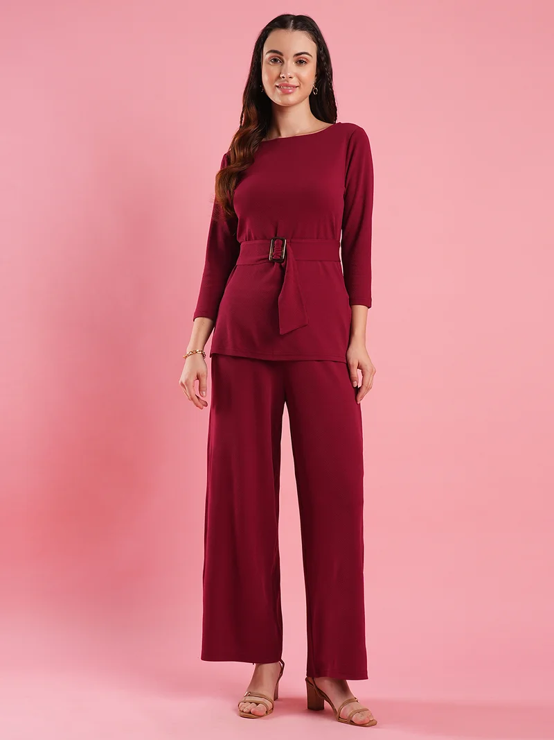 globus Women Round Neck Top With Trousers