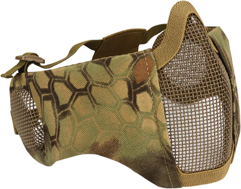 Aoutacc Foldable Airsoft Mesh Mask, Nylon Military Tactical Half Face Mesh Masks with Ear Cover Protection Adjustable CS Protective Lower Guardfor Mask CS Hunting Paintball Shooting - Image 1