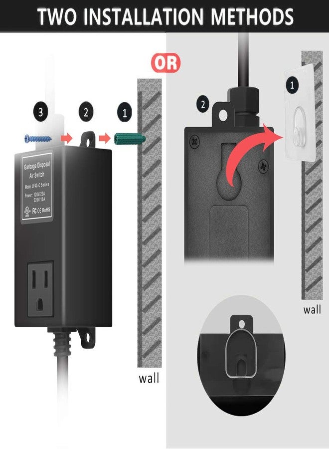 briidea Garbage Disposal Air Switch Kit for SinkTop Waste Disposal with Stainless Steel Brushed Nickel Long Air Button by briidea - Image 3
