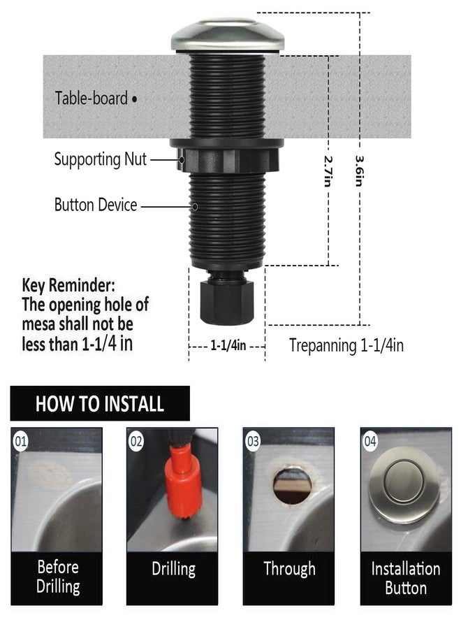briidea Garbage Disposal Air Switch Kit for SinkTop Waste Disposal with Stainless Steel Brushed Nickel Long Air Button by briidea - Image 5