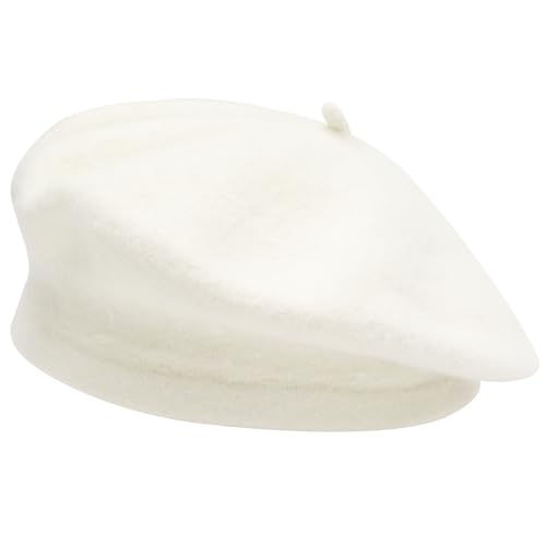 ZLYC Wool Kids Beret Hat Girls Solid Color Artist French Beret Cap, Solid White - Image 5