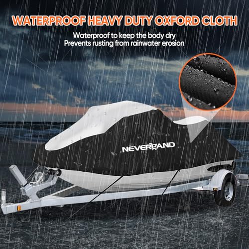 NEVERLAND Waterproof Jet Ski Cover - Compatible with Yamaha Seadoo Kawasaki, Jet Ski Covers 2 3 Seater UV Resistant 210D Heavy Duty Cover with 2 Air Vents Suitable for 2 3 Seater Lengths 115'' to 120" - Image 3