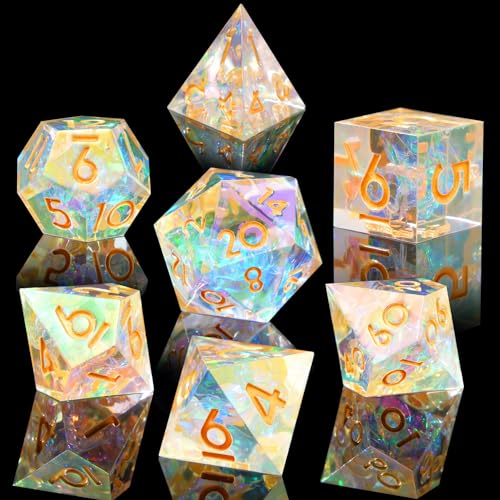 YEMEKO Laser DND Rainbow Dice Set Dungeons and Dragons Dice with Iridescent Iconic Coating Polyhedral Dice with Resin Sharp Edge for RPG MTG Table Games Aurora Borealis - Image 5