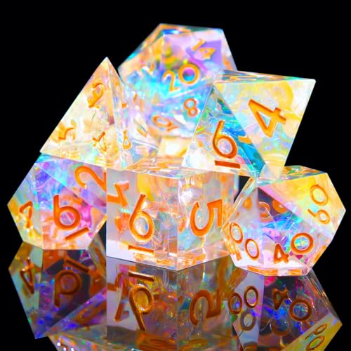 YEMEKO Laser DND Rainbow Dice Set Dungeons and Dragons Dice with Iridescent Iconic Coating Polyhedral Dice with Resin Sharp Edge for RPG MTG Table Games Aurora Borealis - Image 1