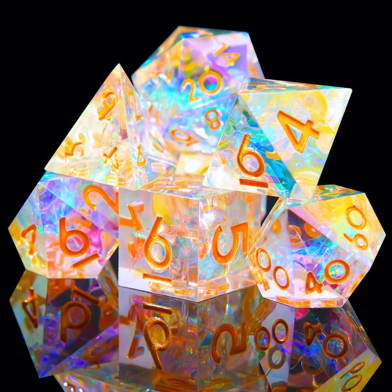 YEMEKO Laser DND Rainbow Dice Set Dungeons and Dragons Dice with Iridescent Iconic Coating Polyhedral Dice with Resin Sharp Edge for RPG MTG Table Games Aurora Borealis - Image 3