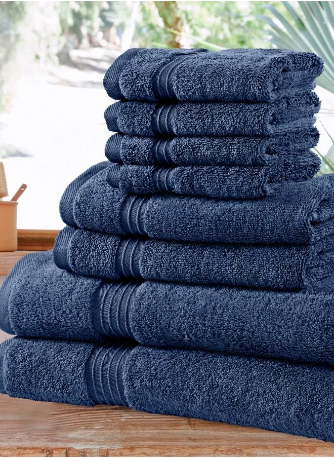 Bliss Casa 8-Piece Towel Set, 100% Combed Cotton 550 GSM Superior Quality Includes 2 Bath Towels (70x140 cm), 2 Hand Towels (40x70 cm), 4 Washcloths (30x30 cm)